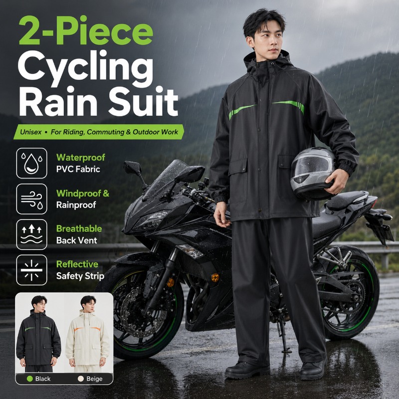 Unisex 2-Piece Waterproof Cycl - Cycling Rain Jacket Commute recension och pris