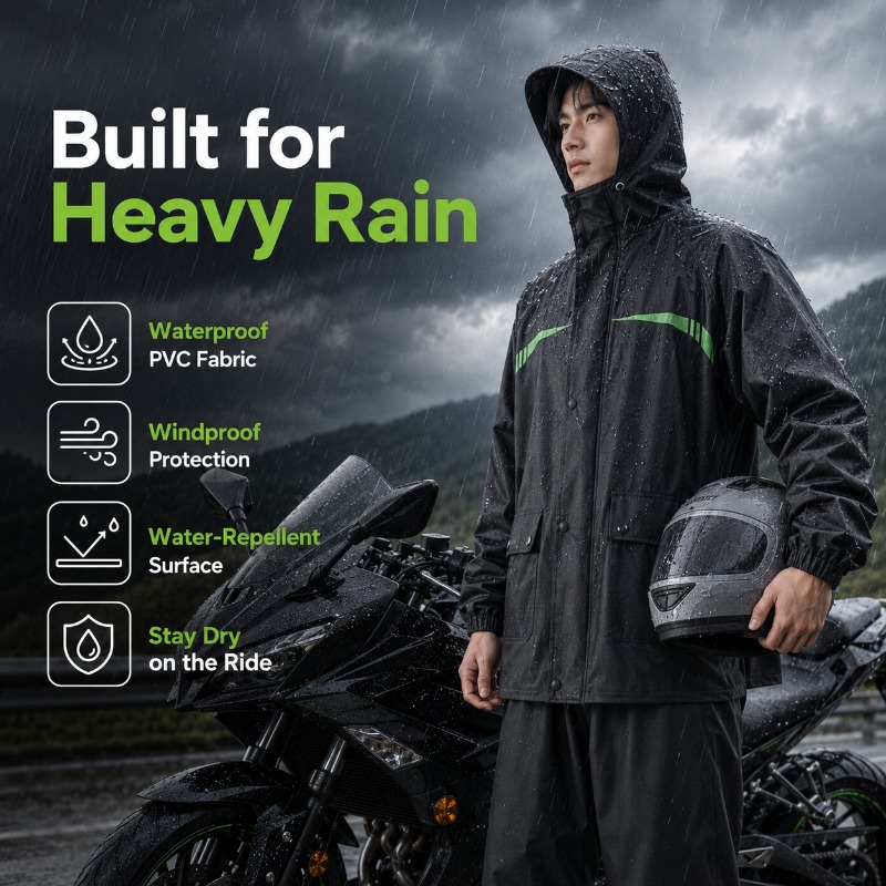 Unisex 2-Piece Waterproof Cycl - Cycling Rain Jacket Commute recension och pris
